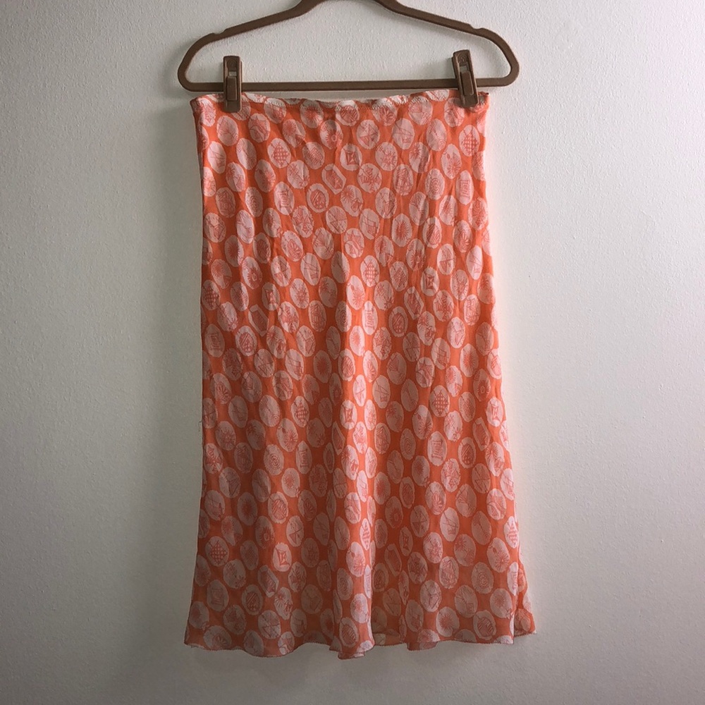 Max Studio Orange Print Silk Skirt Sz M